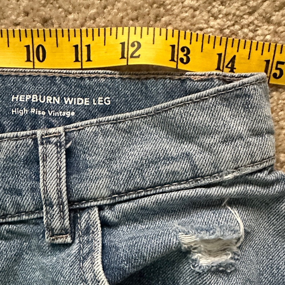 DL1961 Anthropologie Hepburn Ultra High-Rise Distressed Wide Leg Jeans Size 28 - Picture 11 of 16